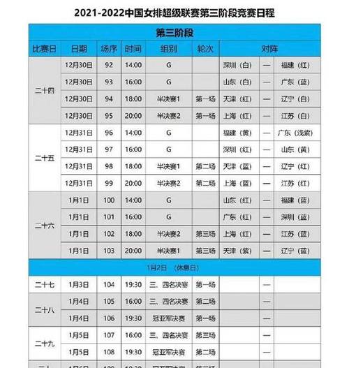 女排联赛赛程时间表天津队